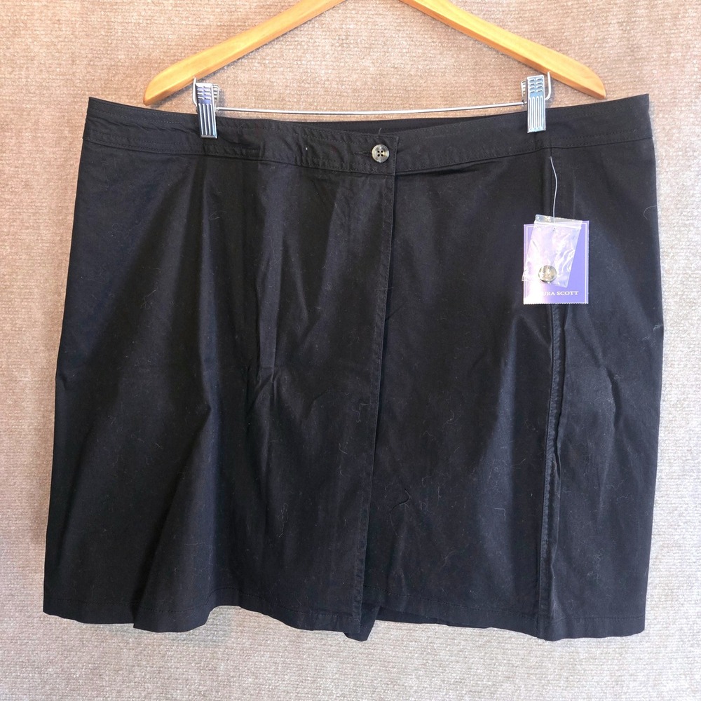 NWT Laura Scott Women Black Onyx Wrap Skort Plus Size 18 Cotton‎ Spandex M31553